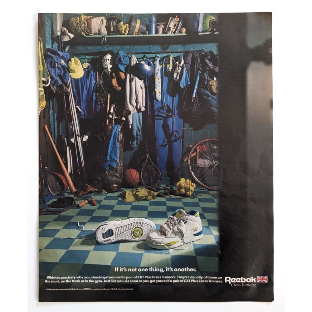 1990 Reebok CXT Plus Cross Trainers Vintage Magazine Print Ad Tennis Shoes‎